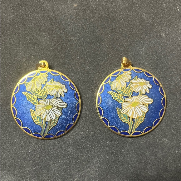 Jewelry - Floral Blue and Gold Colored Pendants